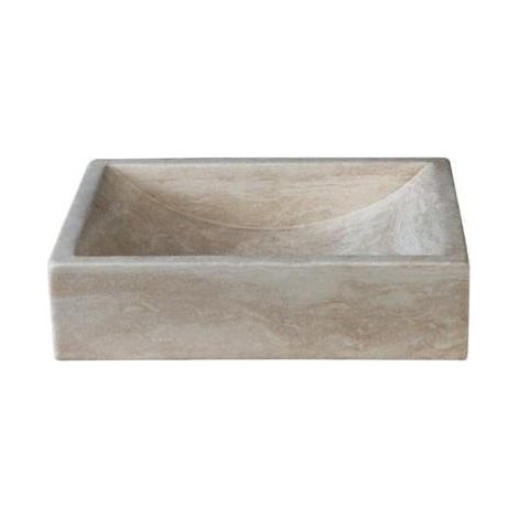 Cristina Ondyna – Vasque à poser en pierre travertin sable 40 x 30 x 10 cm – Traitement imperméabilisant recommandé – Pour salle de bains moderne (1/2)