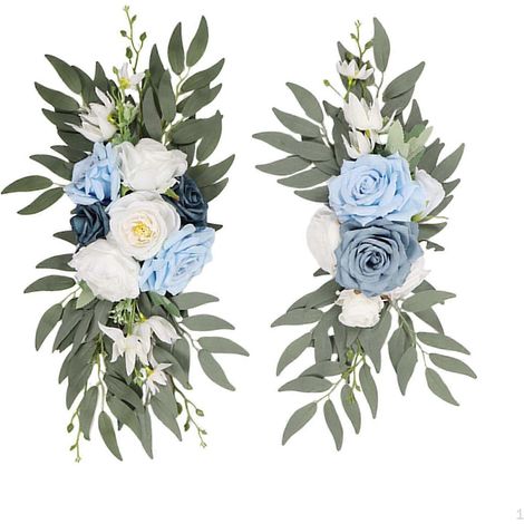 guirlandes de roses artificielles, décor floral, feuilles vertes, arche de mariagebleu (1/5)