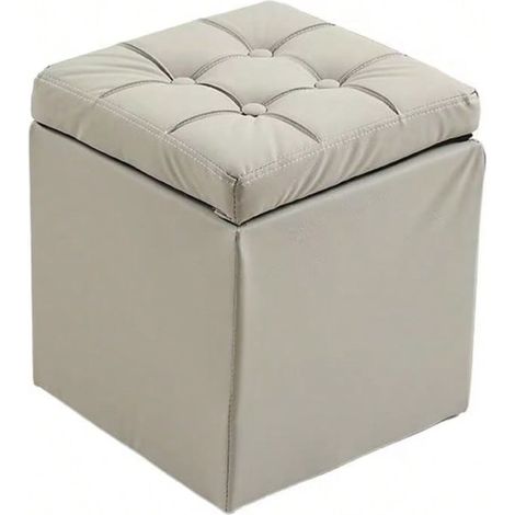 Pouf, Cube, Repose-Pieds – Dimensions: 30 x 30 x 35 cm (Gris) (1/2)