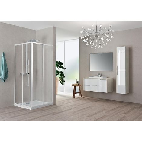 Paroi de douche d'accès d'angle H190 cm extensible de 77 à 79 cm passage 47 cm verre granité- Novellini