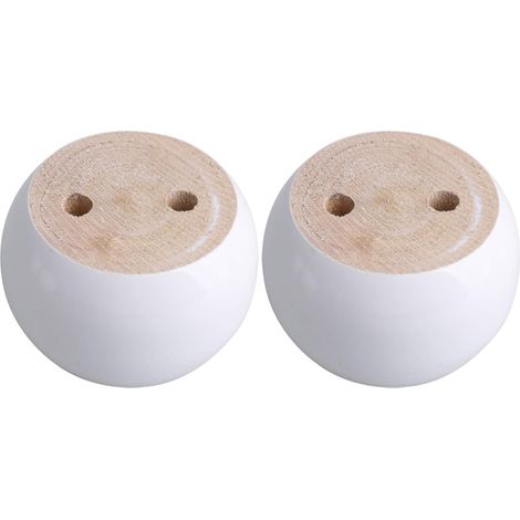 Lot de 4 pieds de meubles ronds en bois d'eucalyptus blanc 8 x 8 x 5 cm Peut supporter un poids d'environ 100 kg