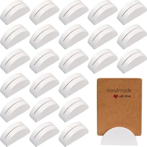 24 support de Numéro de Table Blanc en Bois Blanc Porte Cartes de Table Petit Porte Nom de Table de Mariage Étiquette de Bureau Clip de Menu Photo Design Semi Circulaire Porte Cartes de Table (1/5)