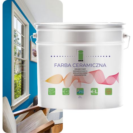 PITTURA MURALE IN CERAMICA, LAVABILE, BLU, 2L, ANTIMACCHIA (1/5)