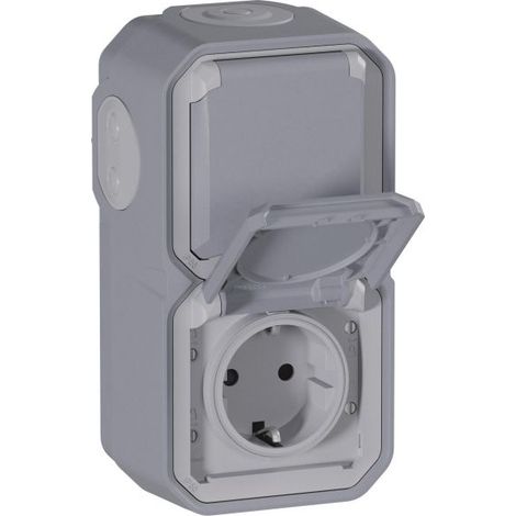 Legrand Feuchtraum-Aufputz-Steckdose Plexo New, 2-fach, IP44, IK08, Grau, 069744L (1/5)