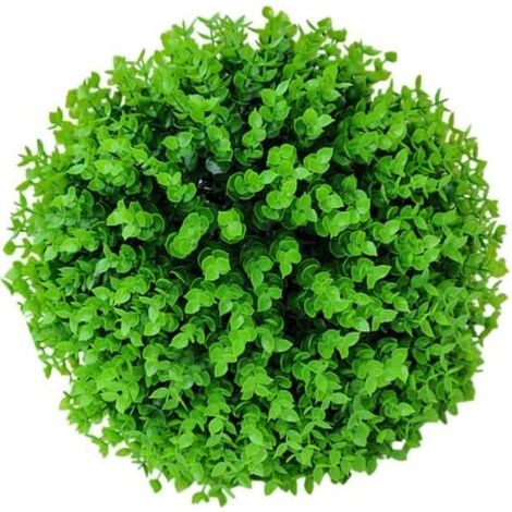Boule topiaire artificielle avec chaîne de suspension résistante aux intempéries pour décoration de jardin, terrasse, plante en plastique vert, 28 cm (B 31 cm) (1/5)