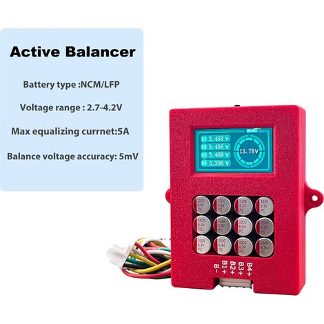 Balanceador de baterías, tecnología de balanceo activo, compatible con múltiples voltajes, balanceador 4S NCM LFP (1/2)