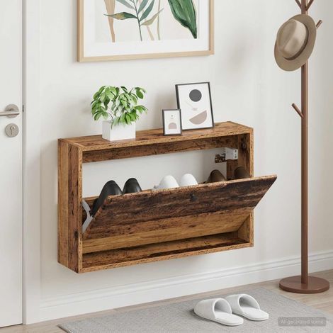 vidaXL Wall-Mounted Shoe Cabinet BREDA 71 x 17 x 43 cm Engineered Wood (1/5)