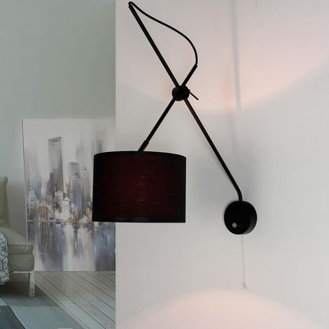 Lampada da parete interna color nero e oro dal design retrò con braccio orientabile flessibile con interruttore VIPER (1/5)
