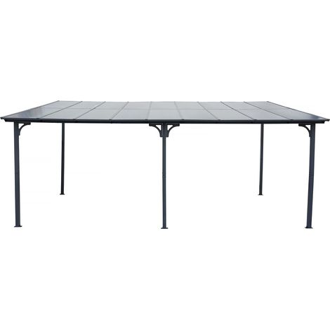 Pérgola adosada "Marvin" - 5,5 x 3 m - 545 x 298 x 243 cm - Gris oscuro