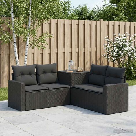 vidaXL Set di divani 5 pz Nero Rattan sintetico e Acciaio (1/5)