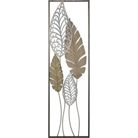 EISEN- UND HOLZPANEL MIT BLÄTTERN -B- CM 30,5X2,5X99,5 (1/5)