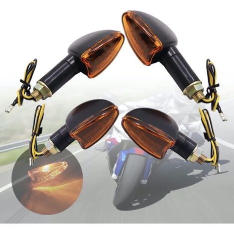 4 Clignotants Moto, 2 Courts Et 2 Longs, Ampoule 12V, Lentille Ambre, Pour ATV Scooter Quad (1/5)