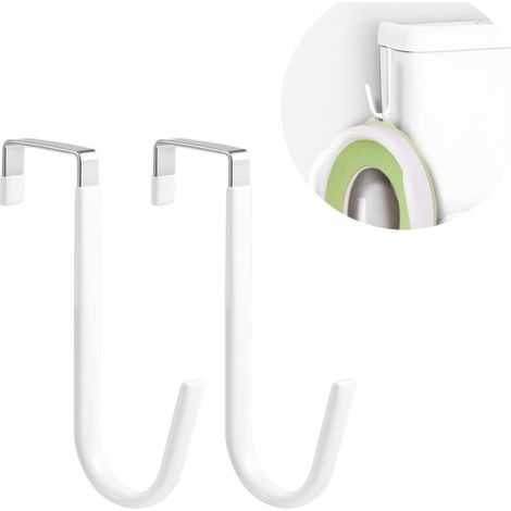 2pcs Crochet de Porte sans Percage, Multifonctionnel Cintres de Porte en Forme de Z Sans Perceuse Crochet pour Vêtements Armoires Accrocher Siège d'Entraînement de Pot (Blanc)
