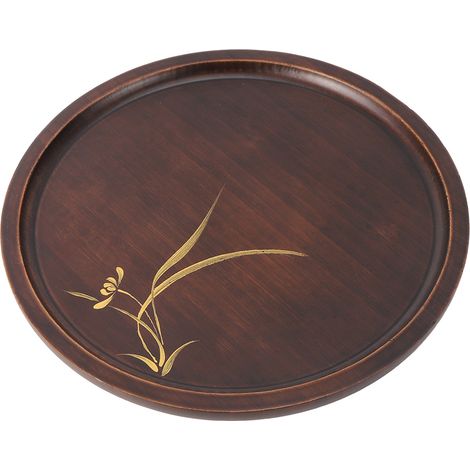 Plateau de service rond en bambou, plateau à thé, plateau à collations, accessoire de cuisine. (1/5)