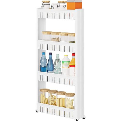 Woltu – Chariot de cuisine sur pied 4 niveaux – Dimensions 54x13x102 cm – Matériau polypropylène imperméable – Capacité 15 kg par étage (1/5)