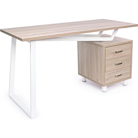 Schreibtisch für Büro und Computer mit Schubladen aus Holz armande natur (1/5)