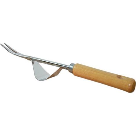 Attrezzo manuale per diserbare e rimuovere le radici, con manico in legno, ideale per scavare, estirpare le erbacce e smuovere il terreno. Un regalo perfetto per gli appassionati di giardinaggio. (1/5)