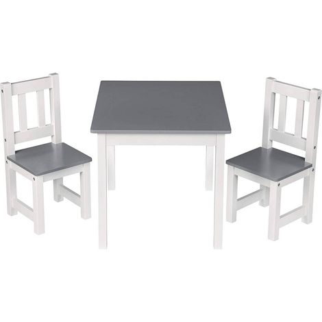 Table pour enfants avec 2 chaises blanc-gris (1/3)