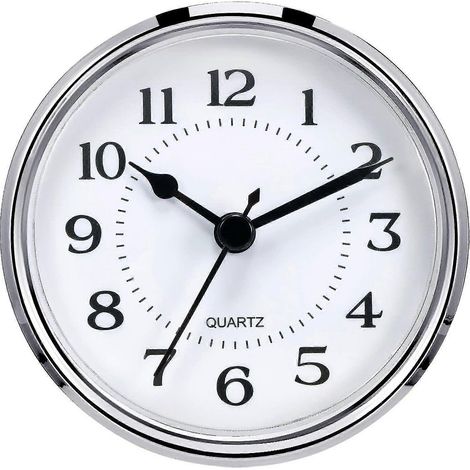 Insert/montre à quartz 3-1/2 pouces (90 mm) avec chiffres arabes, mouvement à quartz (bordure argentée) (1/4)