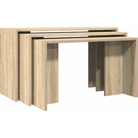 vidaXL Tavolini Impilabili 3 pz Rovere Sonoma in Legno Multistrato (1/5)