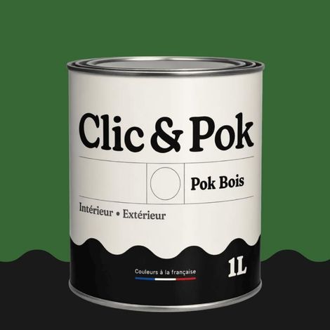 Peinture Bois Extérieur – POK BOIS - 1L - RAL 6001 - Vert émeraude- Résistante aux intempéries - Ne s'écaille pas