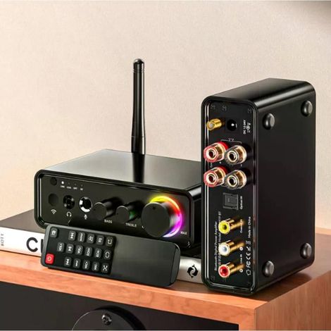 Amplificateur numérique HiFi stéréo 2.0 Bluetooth 5.3 M19 BT, entrées USB optiques et coaxiales, 2 x 100 W crête (UE) (1/5)
