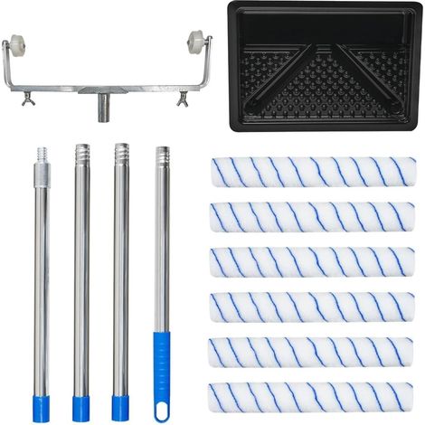Kit Rouleaux de Peinture de 45cm, Grands Rouleau Peinture, 6 Manchons de Rouleau de Peinture en Microfibre, Bac Peinture, 160cm Perche Peinture Amovible et Cadre Réglable, pour Murs Plafonds (1/5)