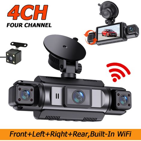 Dash Cam 4 Canaux (Avant/Gauche/Droit/Arrière) 1080P : WiFi Intégré, Vision Nocturne, Enregistrement Boucle, Grand Angle 170° (Réglable) (1/5)