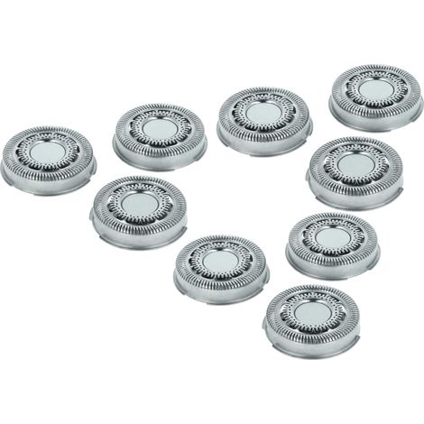 vhbw 9x Replacement Shaver Heads compatible with Philips S9000, S9021, S9031, S9041, S9111, S9112 Electric Shaver replaces SH90 Silver
