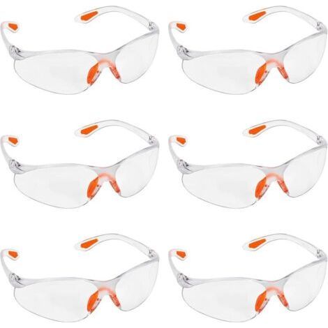 Lunettes de Sécurité Transparentes, Lot de 6, Confort Antidérapant pour Travail, Jardin, Industrie, Labos et Chimie. (1/5)