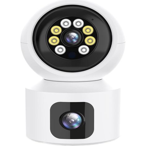 Caméra de sécurité à Domicile 8MP Double Objectif IP caméra intérieure 4K HD Double écran Maison bébé Moniteur AI détection Humaine Mini caméra PTZ Surveillance de sécurité(Camera Add 32G) (1/5)