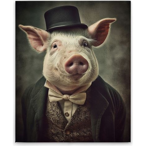 Leinwandbild Funny animals M1-No.52263 - Kunstdruck auf Leinwand in Schwarz Weiß - Wandbild 40 x 50 cm (1/5)