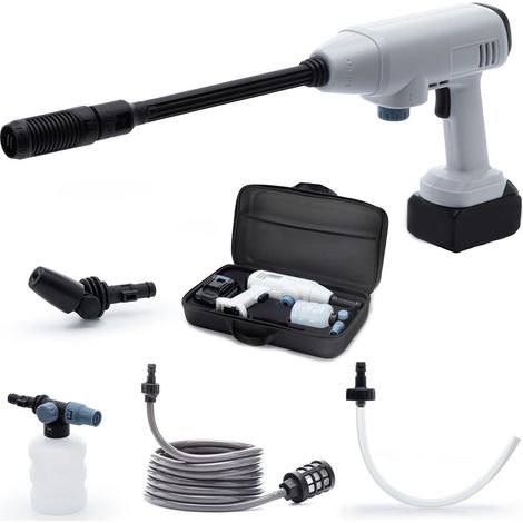 Nettoyeur Haute Pression sans Fil : 725PSI avec Batterie 21V 4.0Ah et Cannon à Mousse - Buse de Nettoyage Haute Pression pour Voiture/Terrasses et Jardins