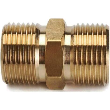 Conector macho M22-15 mm a macho M22-14 mm - Latón - Adaptador para hidrolimpiadora - Para conexiones de manguera (1/5)