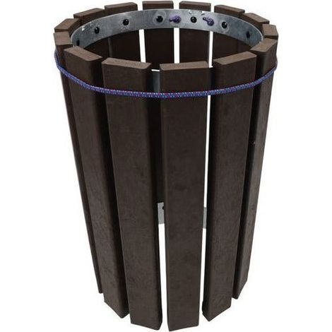 Poubelle Ronde avec Tendeur Extérieur 90L Escapade Marron Hauteur 77cm - A398125 (1/4)