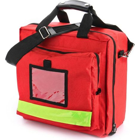 Erste-Hilfe-Tasche leer, robust, wasserdicht, mit Reflexstreifen, rot