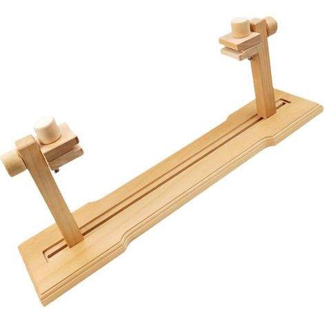 Supporto regolabile in legno di faggio per punto croce, 58x18,5x12 cm, per ricamo domestico, supporto per telaio girevole a 360°, per hobby creativi e lavori di cucito. (1/5)