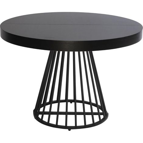 Table Ronde Extensible Grivery Ø120-150 cm Noir, Table à Manger Modulable pour Cuisine (1/5)