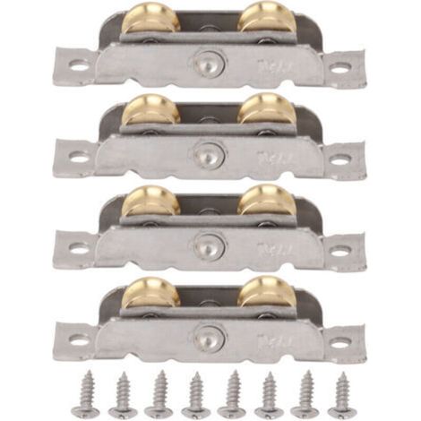 Juego de rodillos para puerta corredera de patio, 4 piezas, acero inoxidable, cobre, rodamiento de bolas, rueda de vidrio cóncava -Crezuo