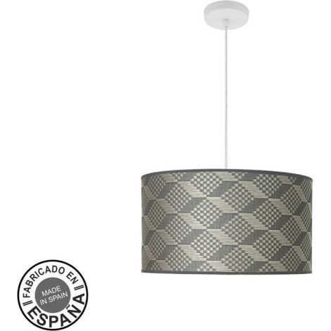 Fashion Pendelleuchte 2xe27 Weiß/Tetrisgrau Regx40x40cm C/Diffusor