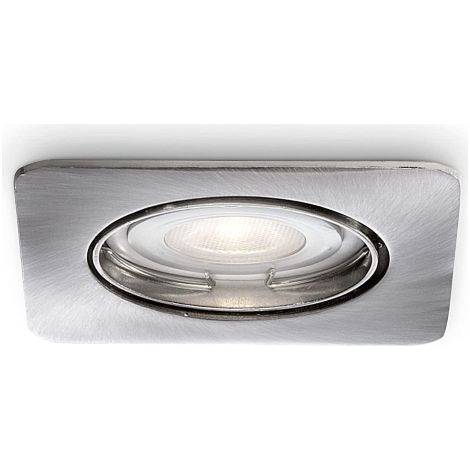 Philips Alcor Faretto Singolo da Incasso LED Quadrato, Acciaio Spazzolato, 8.3 cm, Max 35 W (1/2)