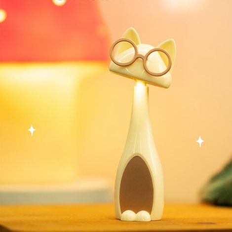 Veilleuse Chat Rechargeable - Lampe De Bureau À LED Avec Tête Réglable Et Gradation - Pour Chambre À Coucher Et Dortoir - 10 92 X 4 X 4 Cm - 1 Pièce (1/5)