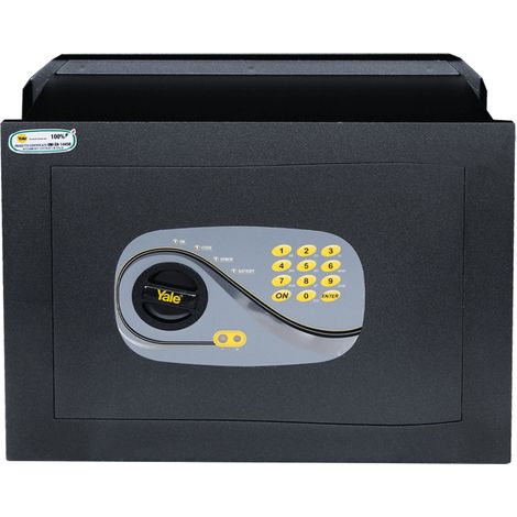 YALE Cassaforte a muro Y3260525 nera, con accessso digitale programmabile, Dimensioni 46x34x24 cm, Made in Italy