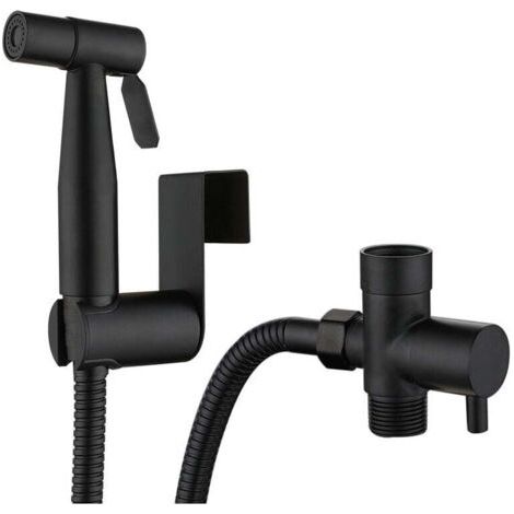 Douchette Toilette - Douchette WC Kit Complet Noir - Kit Douchette WC - Pomme de Douche Toilette avec Tuyau - noir