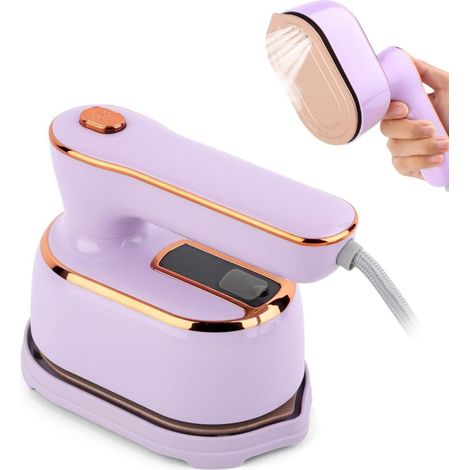 Mini fer à repasser, fer de voyage 1000W, fer à vapeur vertical portable 2 en 1 pour utilisation à sec et humide, mini fer à vapeur rapide 20 secondes avec réservoir d'eau de 100 ml, pour une utilisat (1/5)