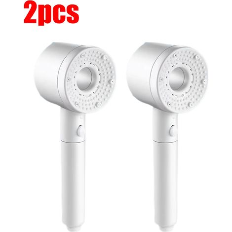 (Lot de 2 blancs) Pommeau de douche réglable 5 jets, grand débit, filtre, haute pression, économie d'eau, mitigeur, accessoires de salle de bain (1/5)