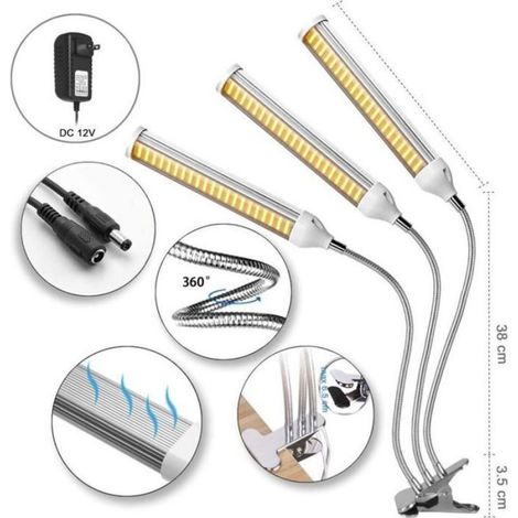 Lampe Culture LED - 315 Perles - Spectre Complet 470-610 nm - Col Flexible 360° - Minuterie 3/9/12 H - Pour Semis Et Plantes D Intérieur - 1 Unite (1/4)