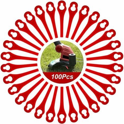 Packung mit 100 Ersatz-Kunststoffklingen für Florabest LIDL Rasentrimmer FRTA 20 A1, FAT 18B3, FRT18A (1/5)