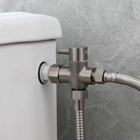 3-Wege-Absperrventil aus Messing, 3/8"-12/17"-Adapter für Toilettenwasserleitung, Nickel (1/5)