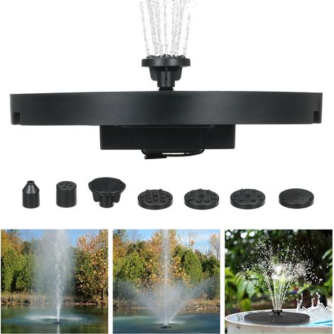 Solarbrunnen mit 3,8-W-Wasserpumpe, großem Durchmesser (190 mm), farbenfroher und atmungsaktiver Nachtbeleuchtung, 6 Düsen, 2200-mAh-Akku, ideal zur Dekoration Ihres Gartens. (1/5)